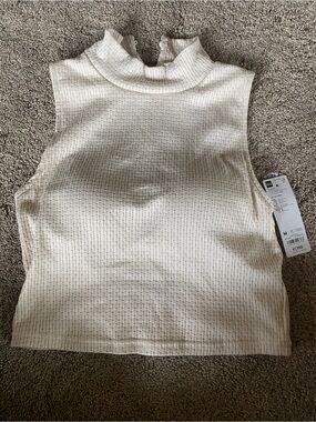 Women’s GU Cream Ribbed Mock Neck Tank Top